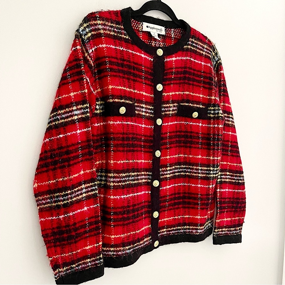 Appleseed’s Vintage Plaid Cardigan Sweater